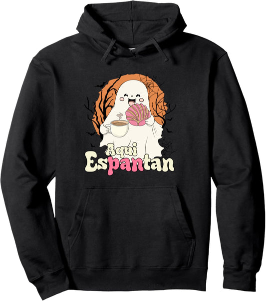 Aqui espantan! Dia de Muertos Spanish Mexican Halloween Pullover Hoodie