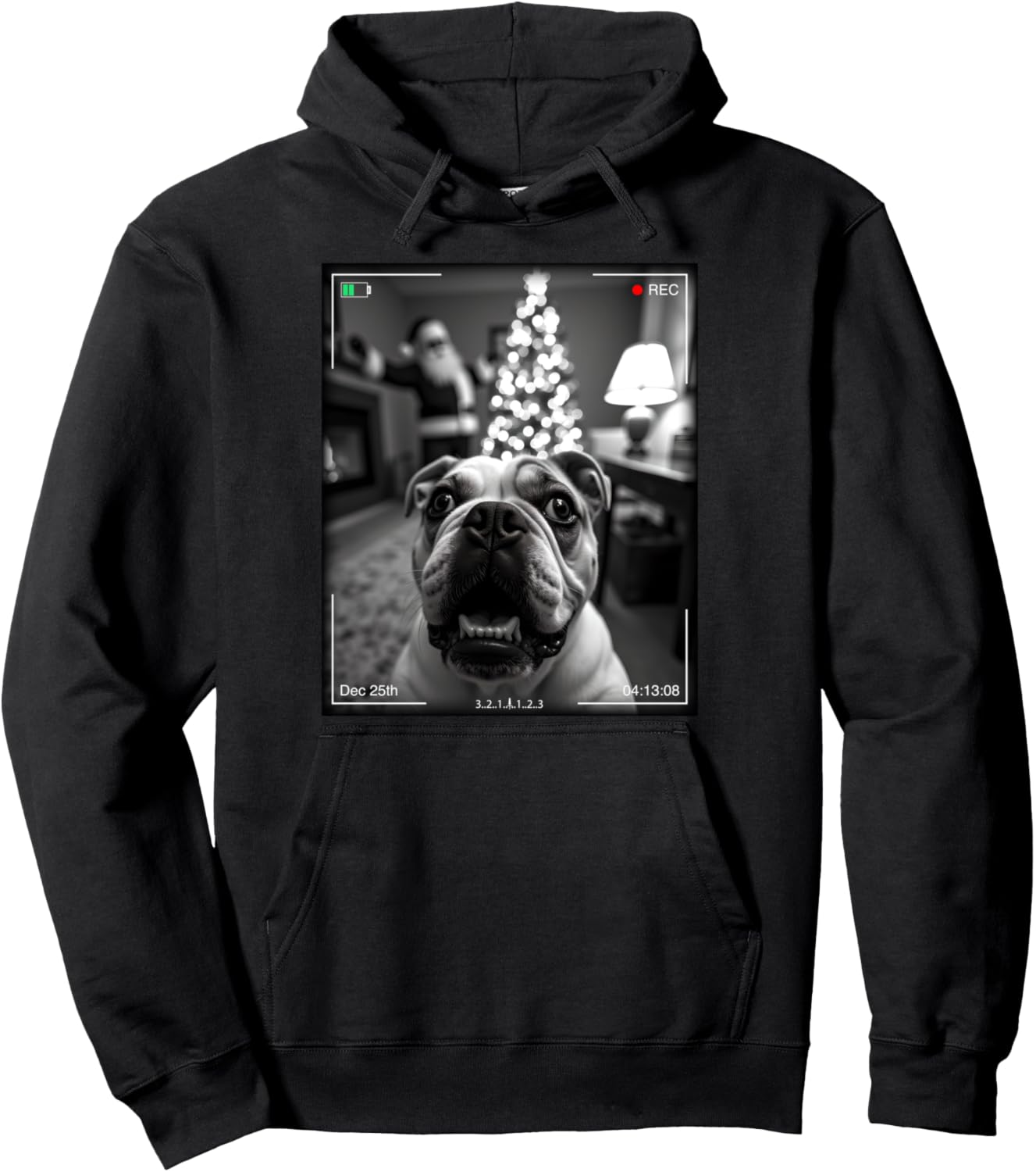 American Bulldog Catches Santa On Camera Xmas Pullover Hoodie