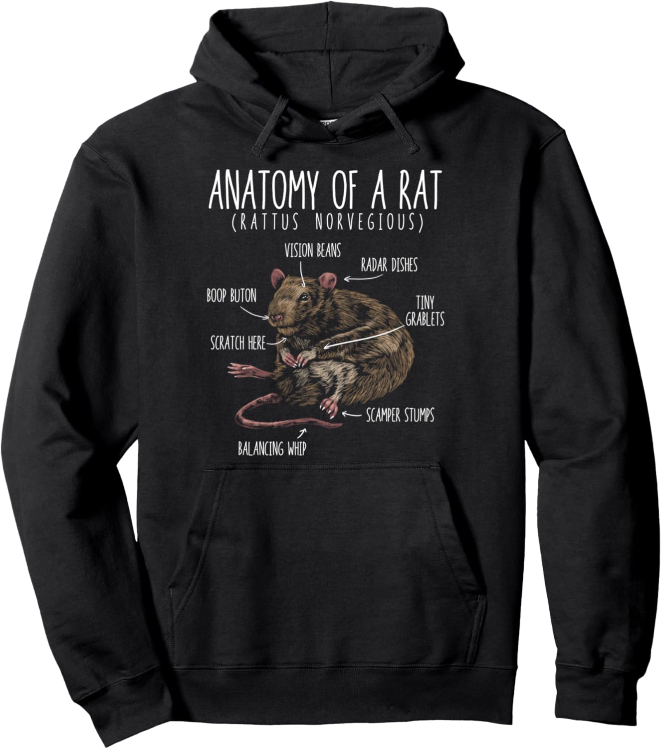 Anatomy of Rat rat lovers and pet rat owners Pullover Hoodie