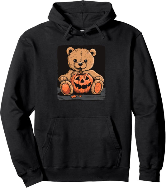 Awesome scary Teddy Bear for Halloween and Pumpkin Lovers Pullover Hoodie