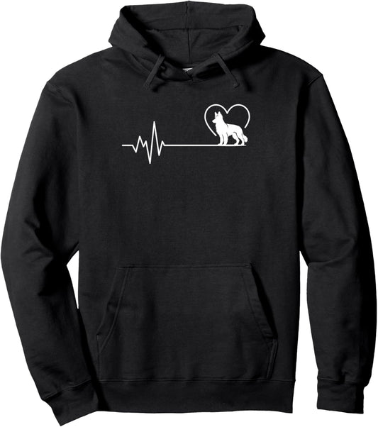 German Shepherd Heartbeat Alsatian Mom Dad Dog Lovers Pullover Hoodie