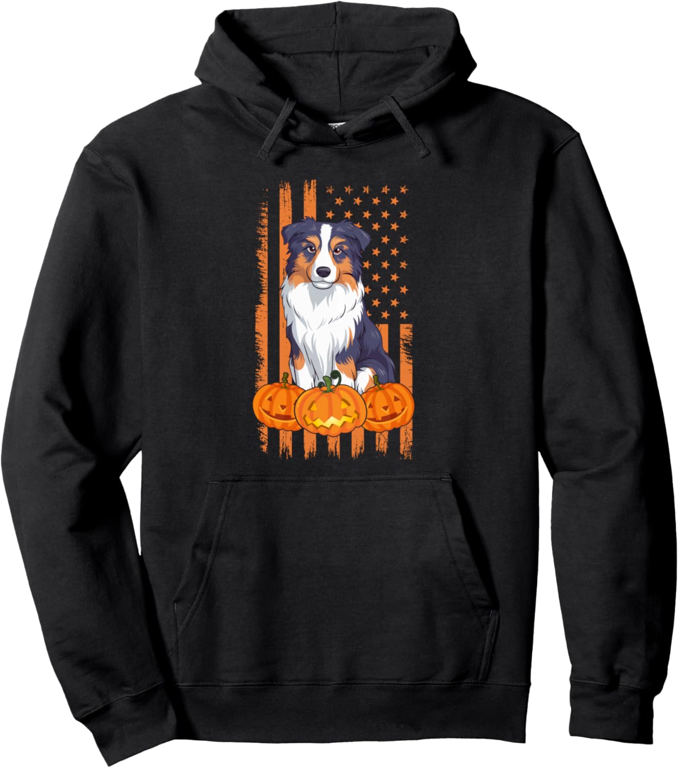 Australian Shepherd Dog USA Flag Patriotic Halloween Costume Pullover Hoodie
