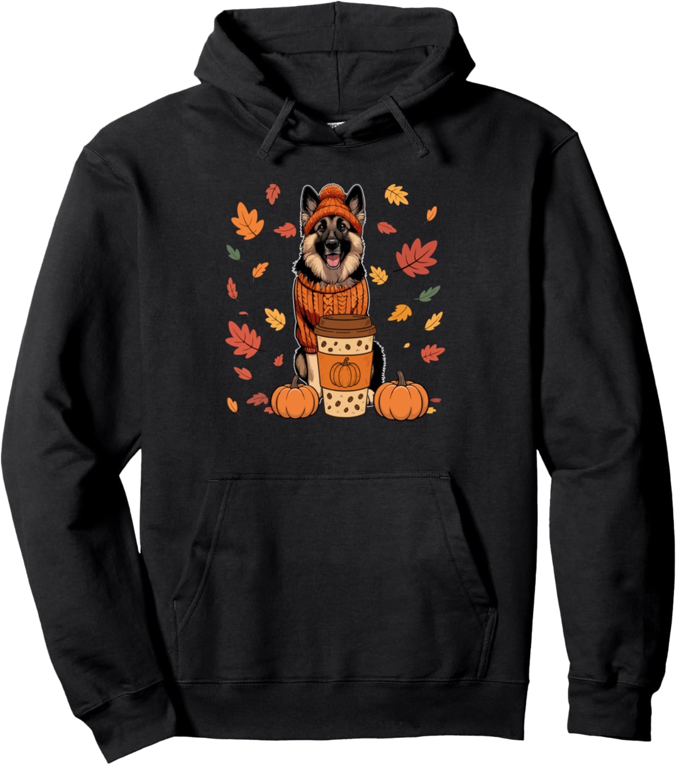 German Shepherds Wearing Sweater Coffee Thanksgiving Autumn Pullover Hoodie