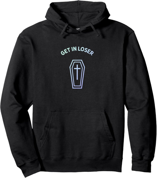 Get In Loser Coffin Pastel Goth Kawaii Halloween Aesthetic Pullover Hoodie
