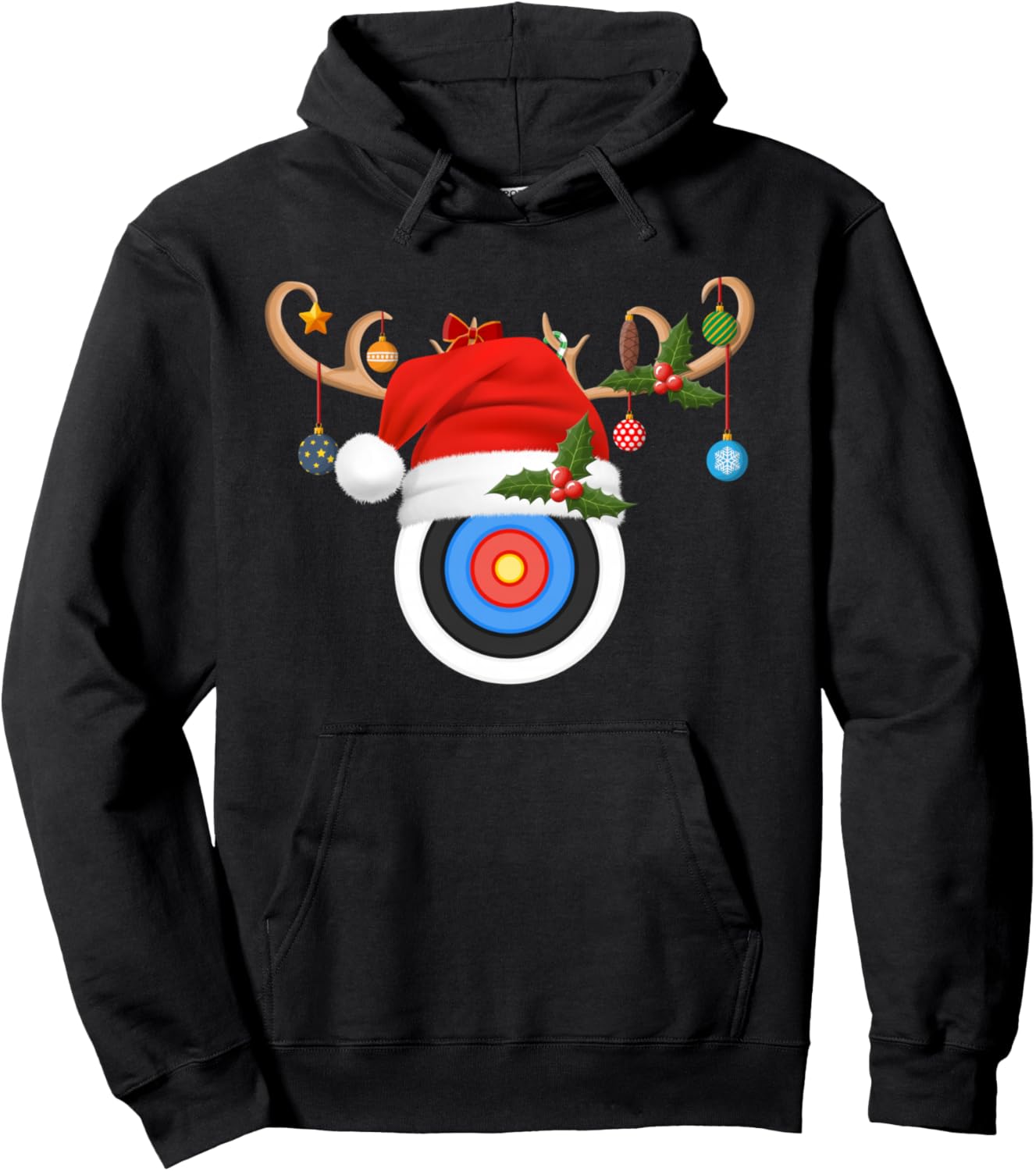 Archery Christmas Reindeer Santa Hat Sports Player Xmas Pullover Hoodie