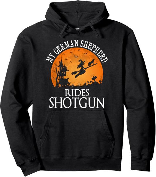 German Shepherd Rides Shotgun Dog Lover Party Pullover Hoodie