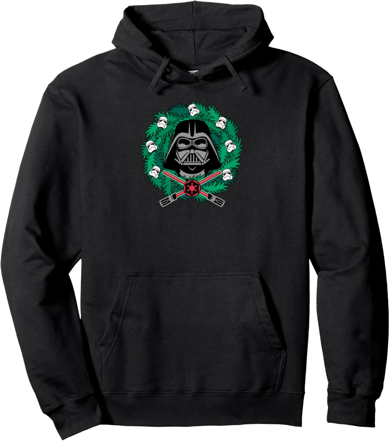Amazon Essentials Star Wars Darth Vader Helmet Holiday Christmas Wreath Pullover Hoodie