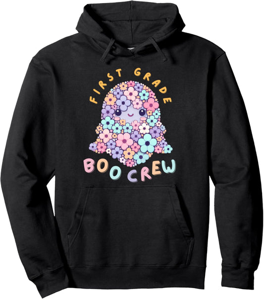 Adorable First Grade Pastel Ghost Boo Crew for Halloween Pullover Hoodie
