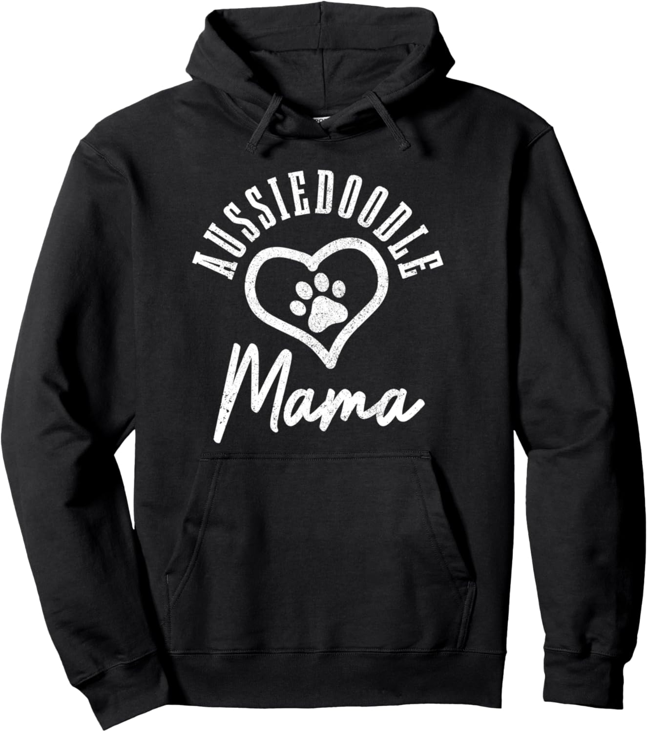 Aussiedoodle Mama Paw Heart Funny Cute Vintage Dog Mom Pullover Hoodie
