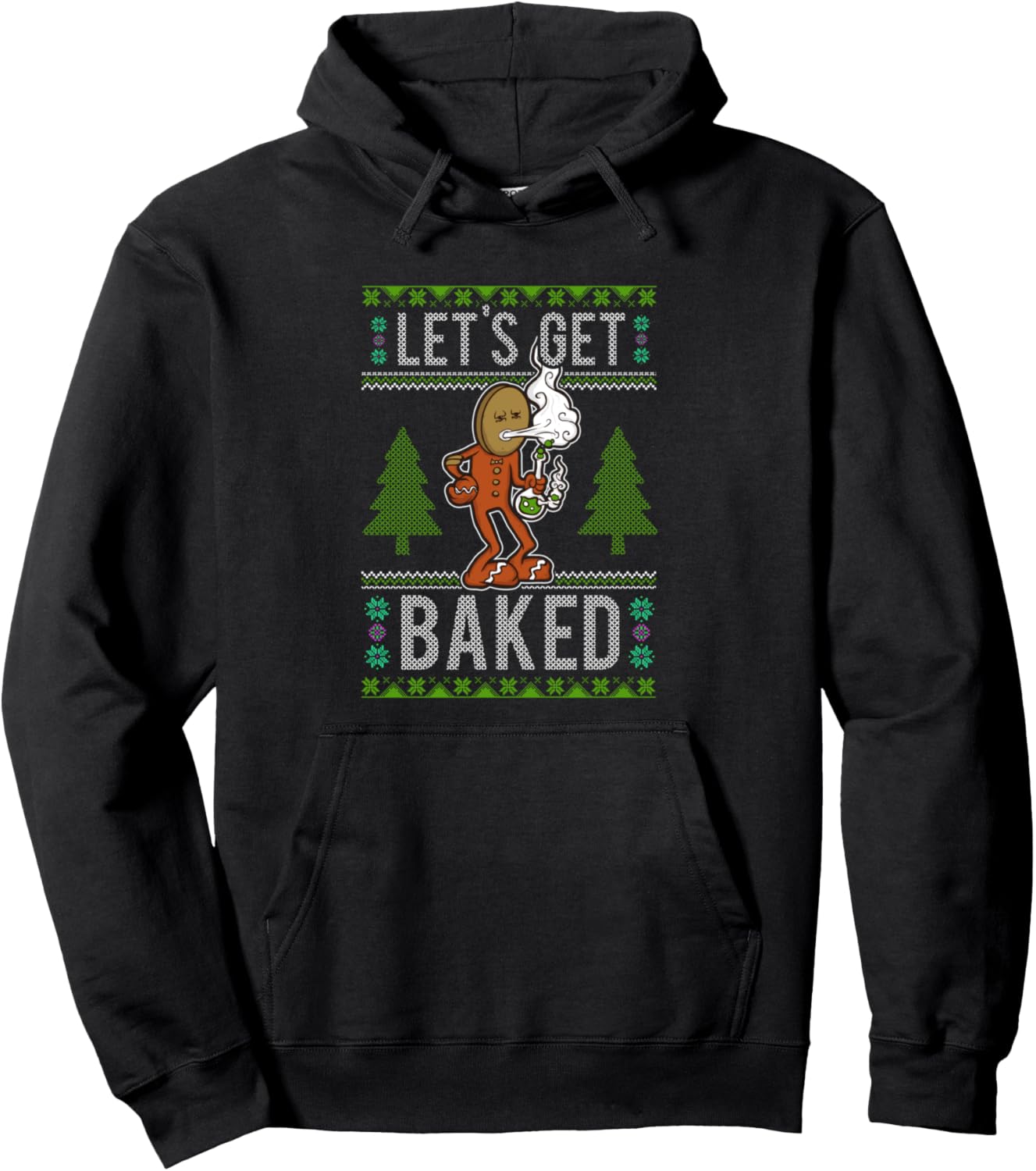 Gingerbread Christmas hoodie weed t let's get baked pot tee Pullover Hoodie