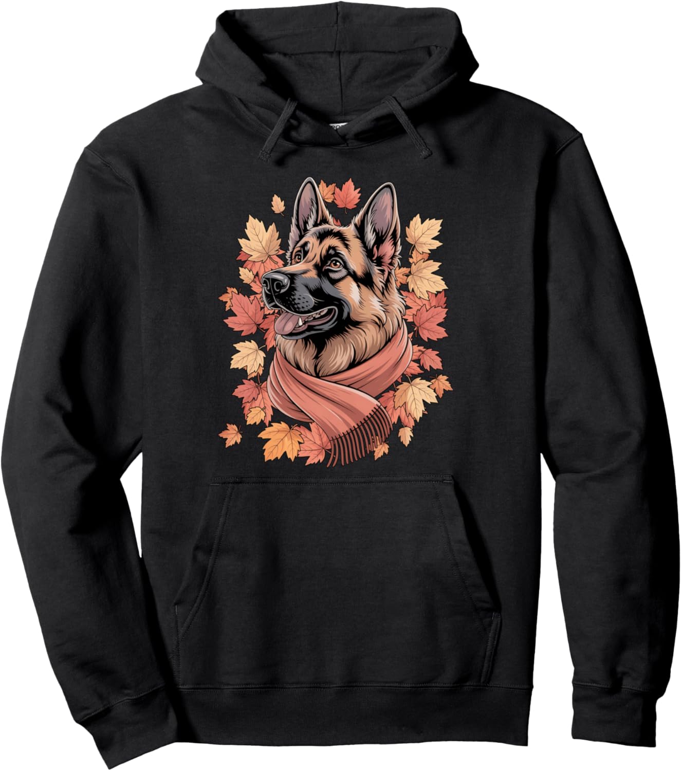 German Shepherd Dog Fall Scarf Autumn Leaves Thanksgiving Pullover Hoodie