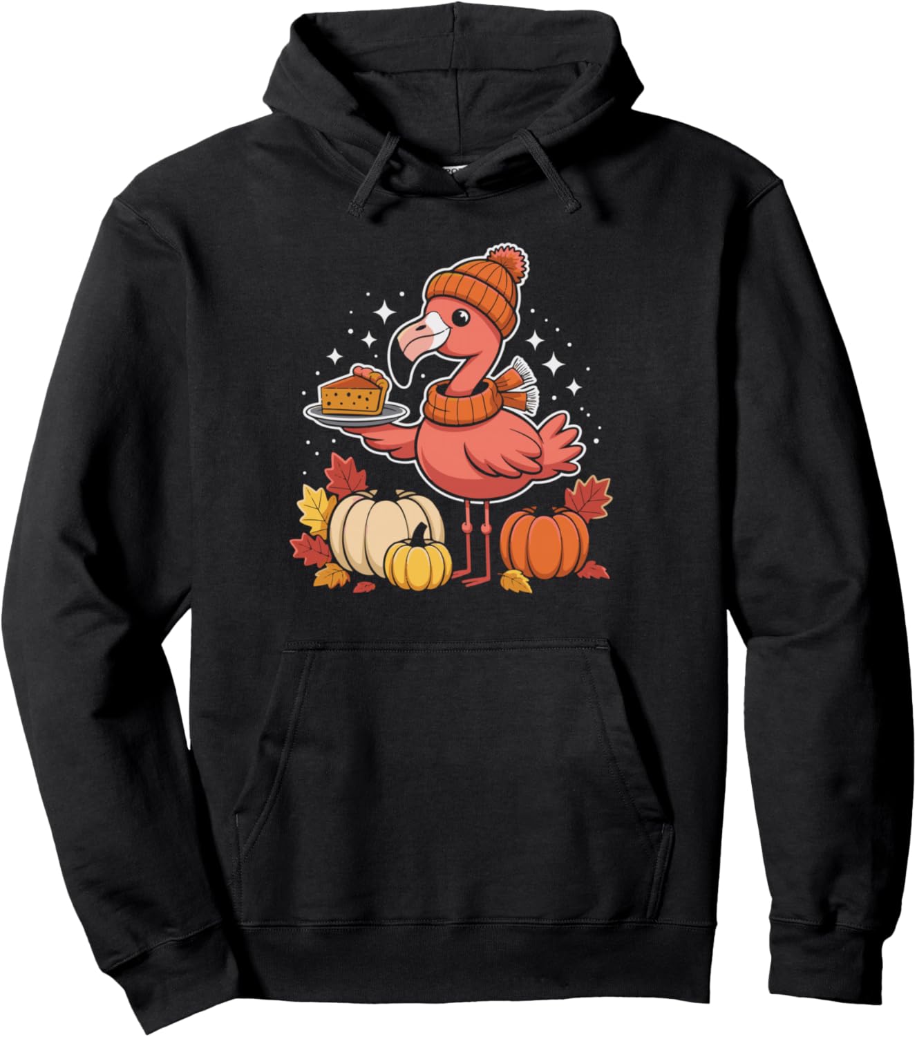 Autumn Flamingo With Pumpkin Pie Cozy Thanksgiving Style Pullover Hoodie