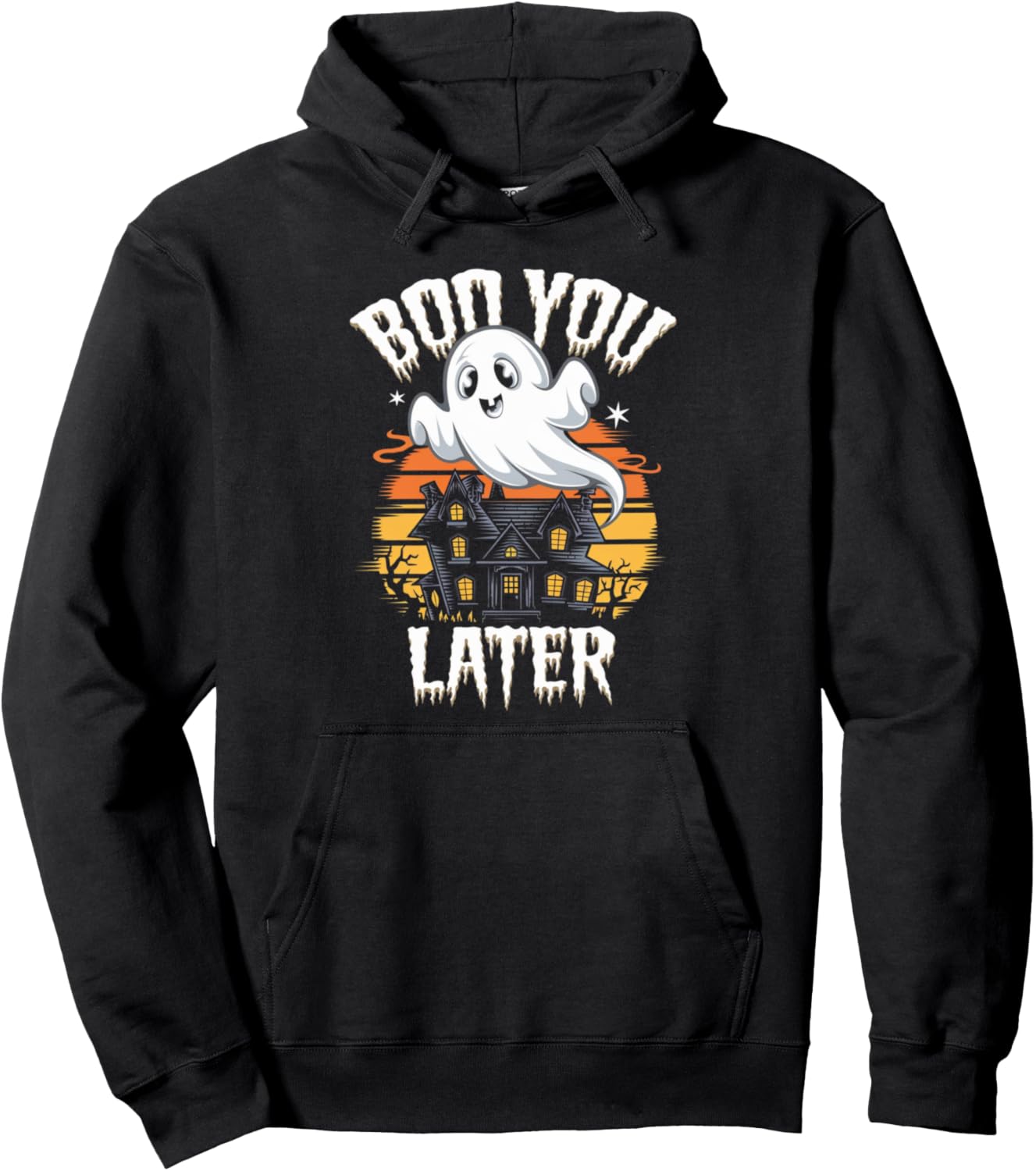 Ghost Haunted Mansion Graphic Boo you Later Halloween Pullover Hoodie