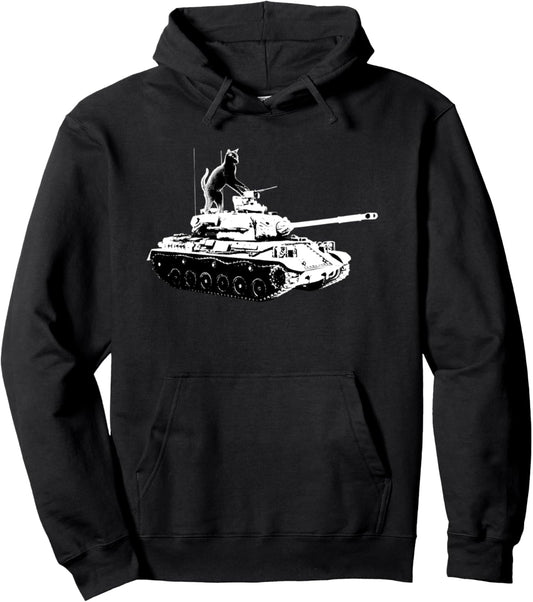 Army Tank Cat Military Funny Kitty Cat Pet Lovers Pullover Hoodie