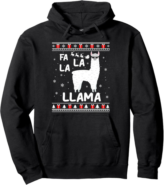 Alpaca Llama Xmas Ugly Sweater Fa La La Llama Christmas Pullover Hoodie