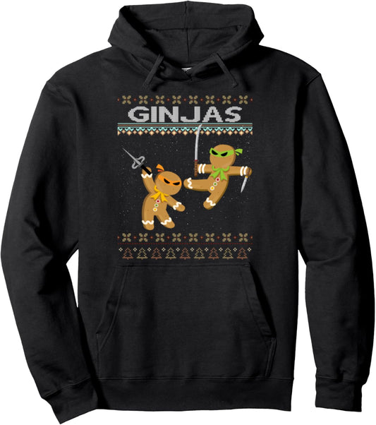 Ginjas Gingerbread Ninjas Ninjabread Christmas Ugly Sweater Pullover Hoodie