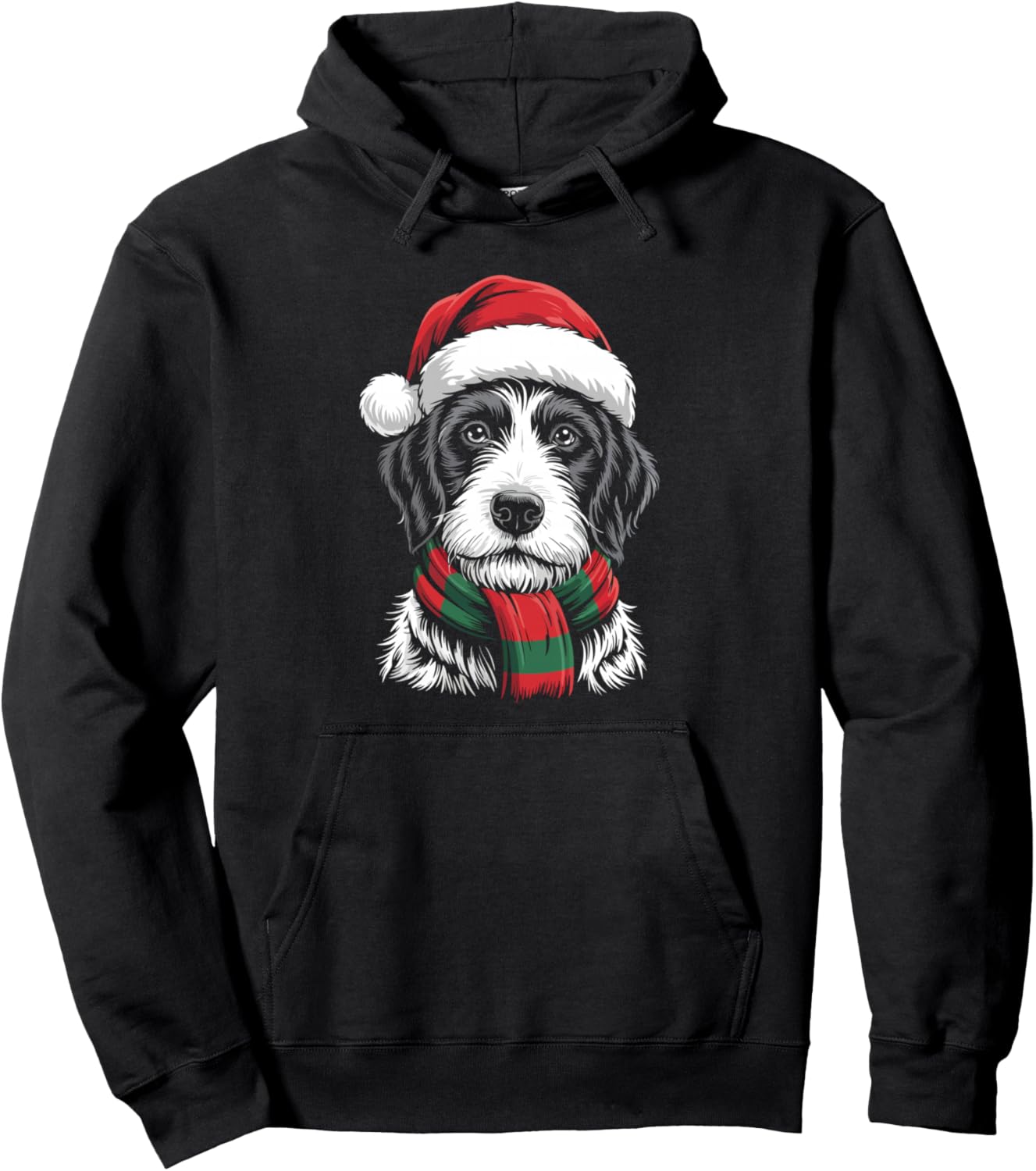 German Wirehaired Pointer Dog Santa Hat Scarf Xmas Costume Pullover Hoodie