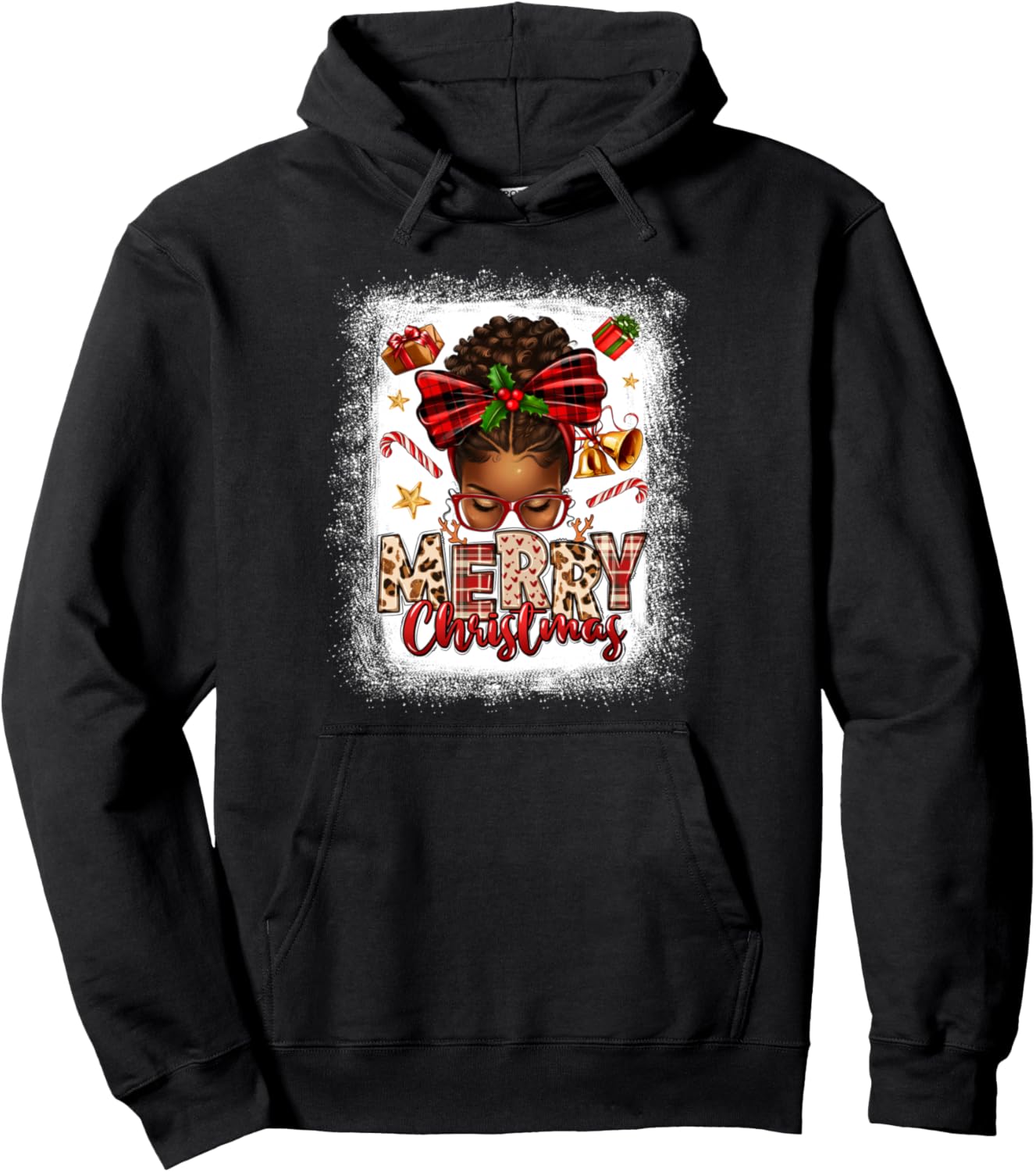 African American Women Bleached Black Woman Merry Christmas Pullover Hoodie