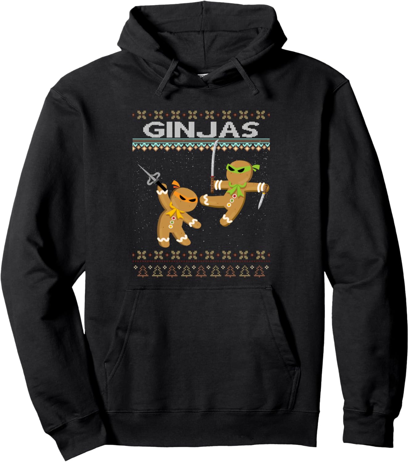Ginjas Gingerbread Ninjas Funny Ugly Christmas Pullover Hoodie