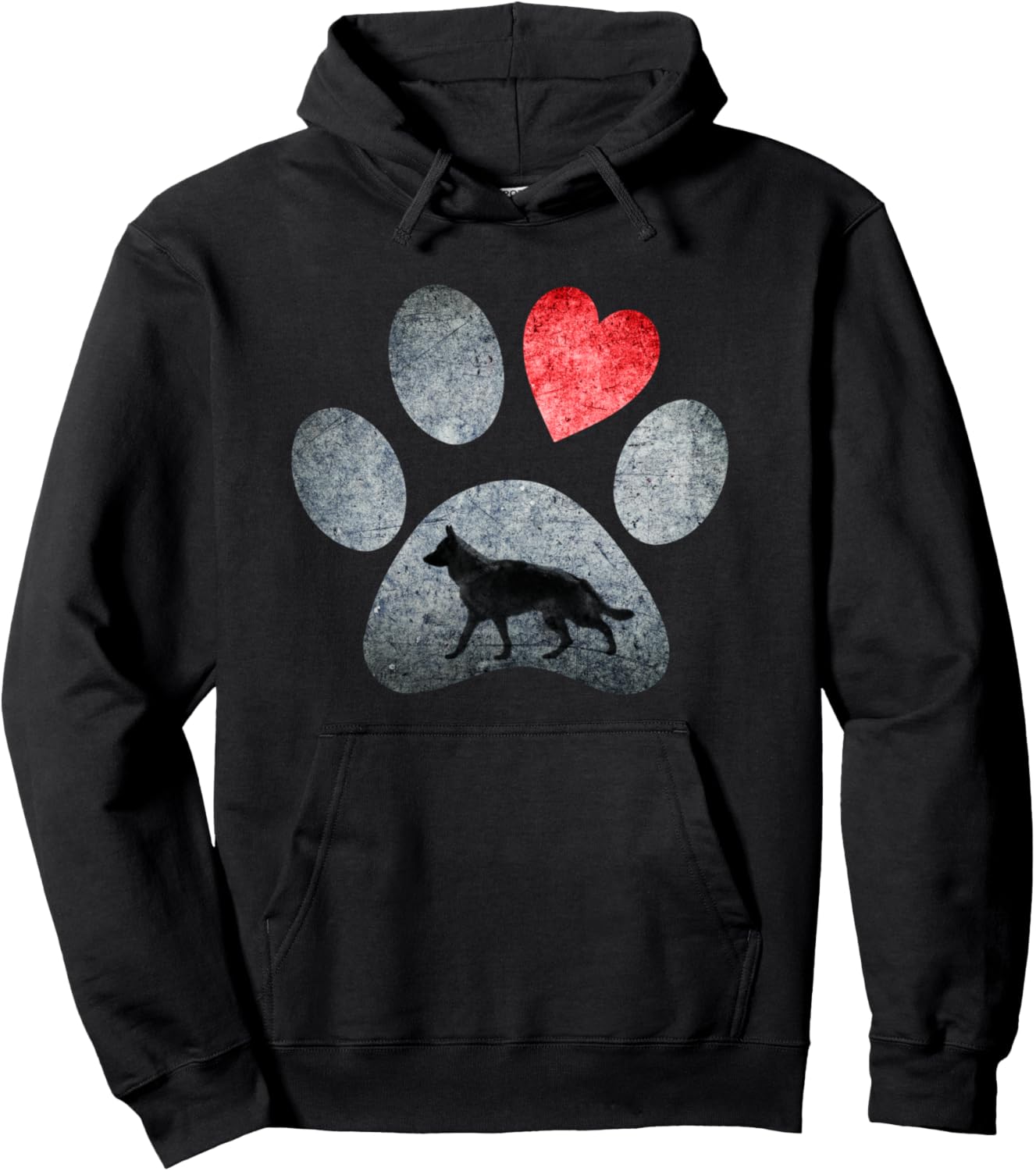 German Shepherd Dog Paws Dog Lover Red Heart Pullover Hoodie