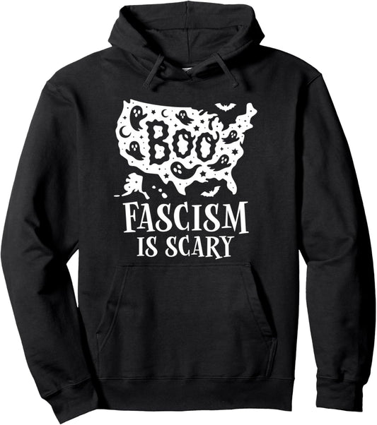 Anti Fascism Sign,No Kings in America Scary Halloween Ghost Pullover Hoodie