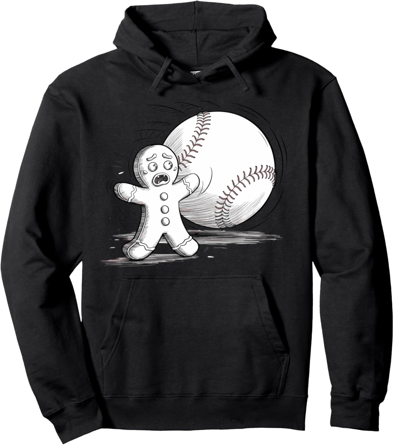 Gingerbread in Danger - Funny Gingerbread Christmas Baseball Pullover Hoodie