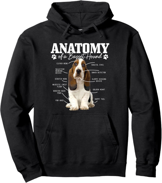 Anatomy Of A Basset Hound Funny Cute Dog Basset Mom Dad Pullover Hoodie