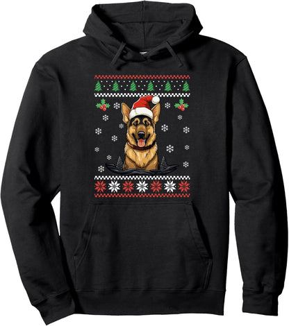 German Shepherd Ugly Christmas Sweater Xmas for Adults Kids Pullover Hoodie