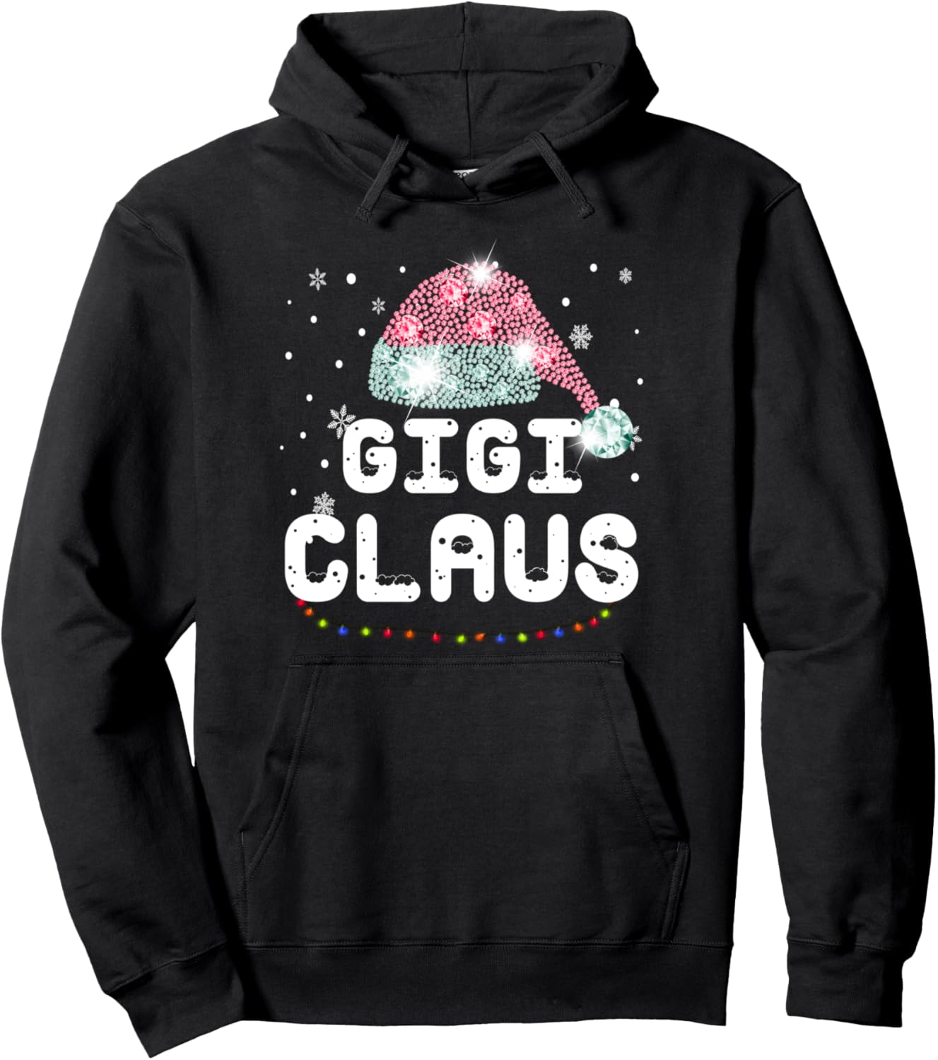 Gigi Claus Christmas Hat Diamond Pajama Family Matching Xmas Pullover Hoodie