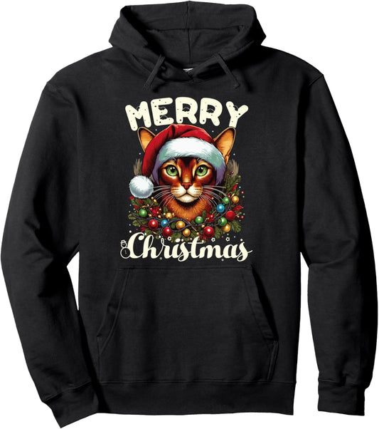 Abyssinian Merry Christmas Abyssinian Cat Owner Xmas Funny Pullover Hoodie