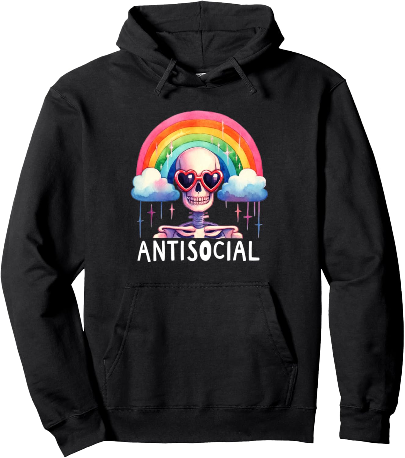 Antisocial Snarky Skeleton Rainbow Men Women Halloween Pullover Hoodie