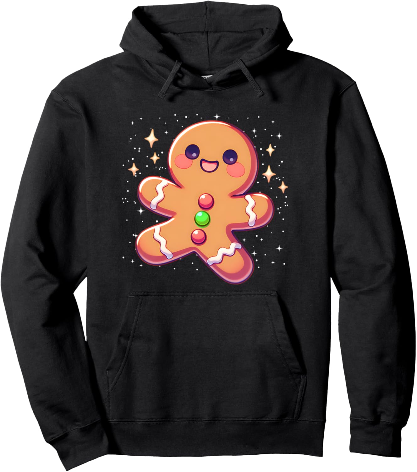 Gingerbread Man Cookie Cute Christmas Graphic Pullover Hoodie