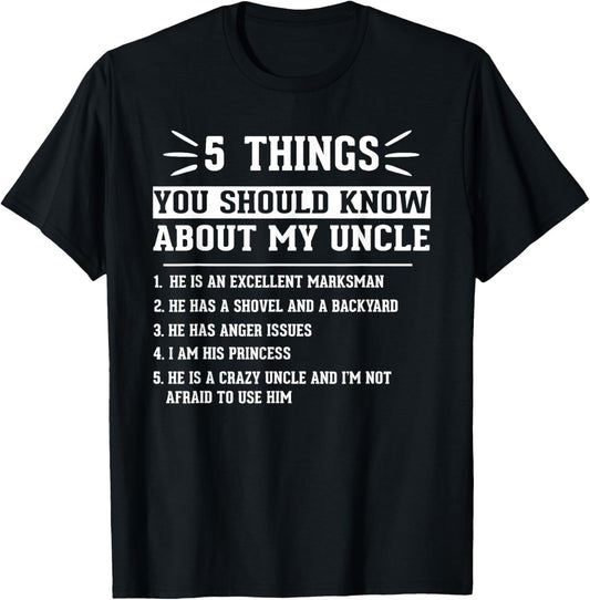 5 Things You Should Know About Uncle Funny Cute Uncle Niece T-Shirt