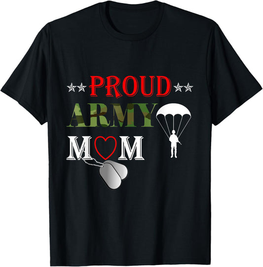 Army Paratrooper Proud Mom Apparel Airborne Dog Tags T-Shirt