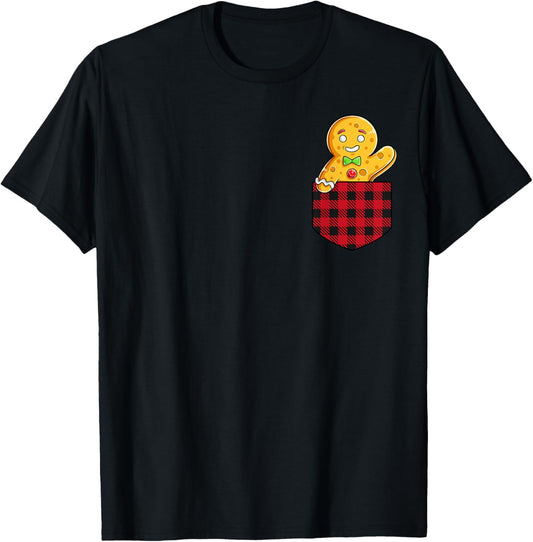 Gingerbread Man In Pocket Funny Christmas Cookie Boys Girls T-Shirt