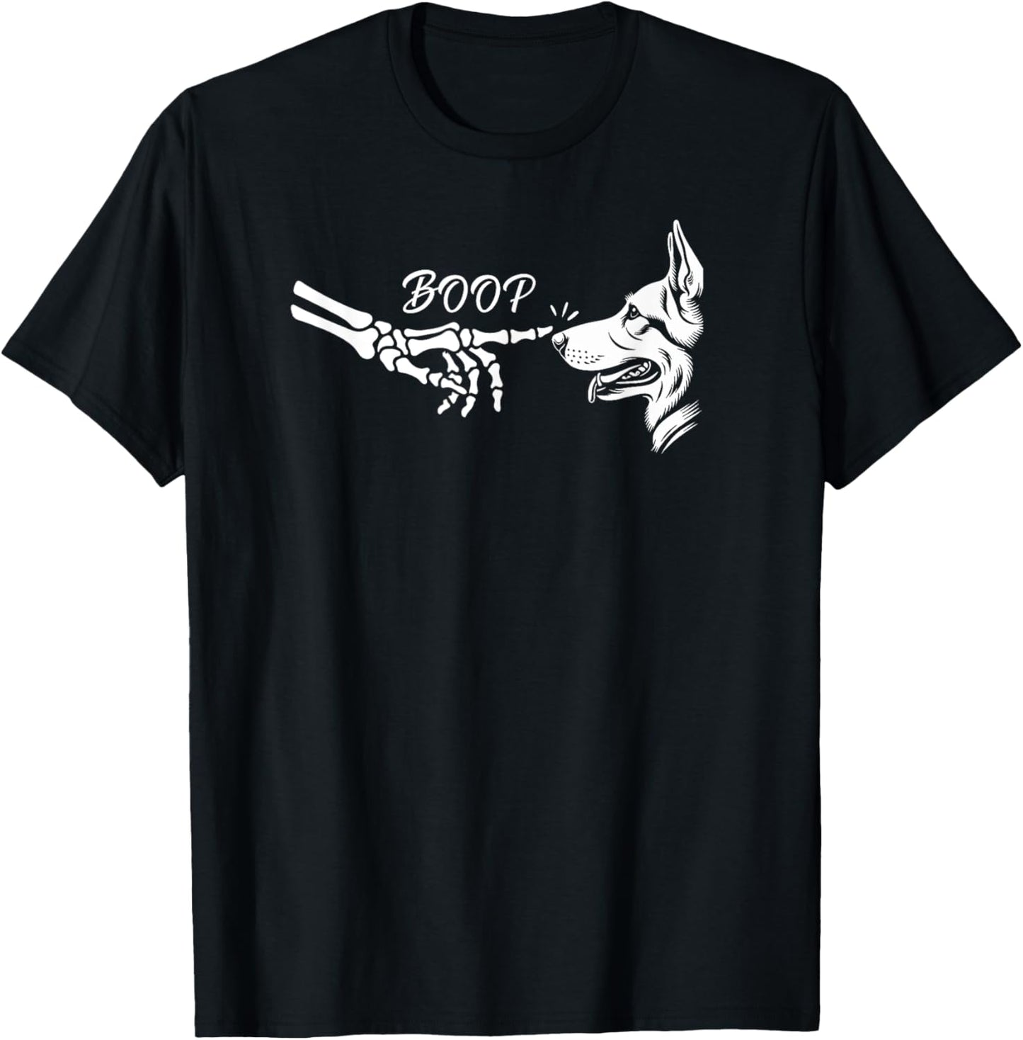 German Shepherd Skeleton Hand Boop Halloween Pet Women Girls T-Shirt
