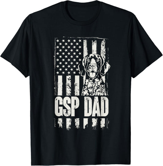 German Shorthaired Pointer GSP Dad Dog American Flag T-Shirt