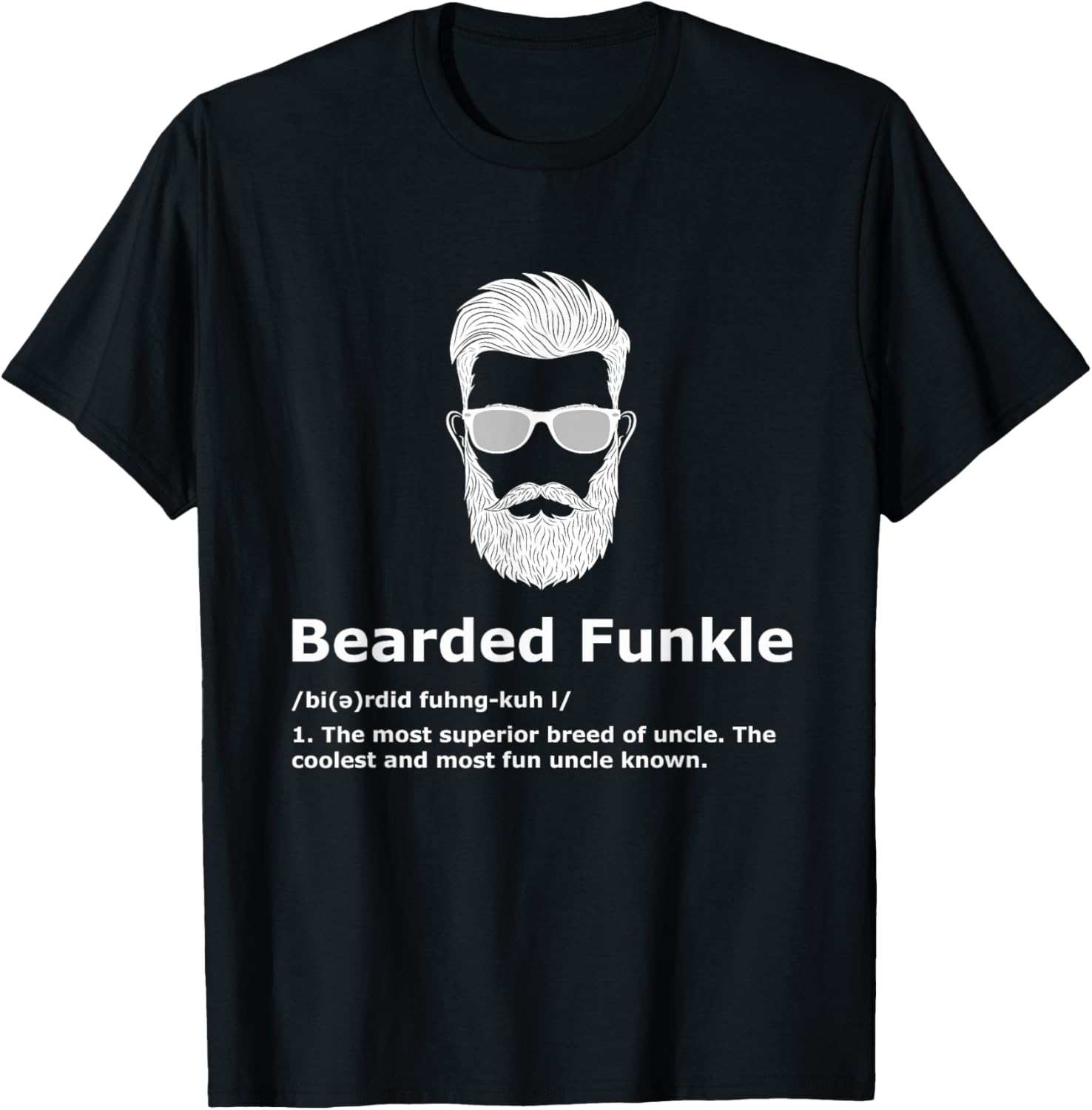 3:33 Creations Men's Black Bearded Funkle Funny Uncle Definition T-Shirt