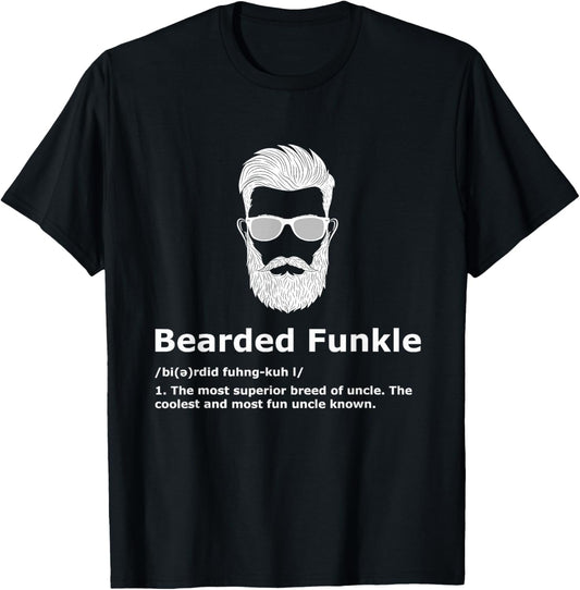 3:33 Creations Men's Black Bearded Funkle Funny Uncle Definition T-Shirt