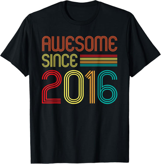 Awesome Since 2016 9 Years Old Retro Vintage 9th Birthday T-Shirt