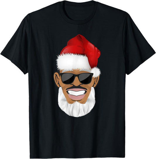 Cool Black Hip Hop African American Santa Claus Xmas Tee