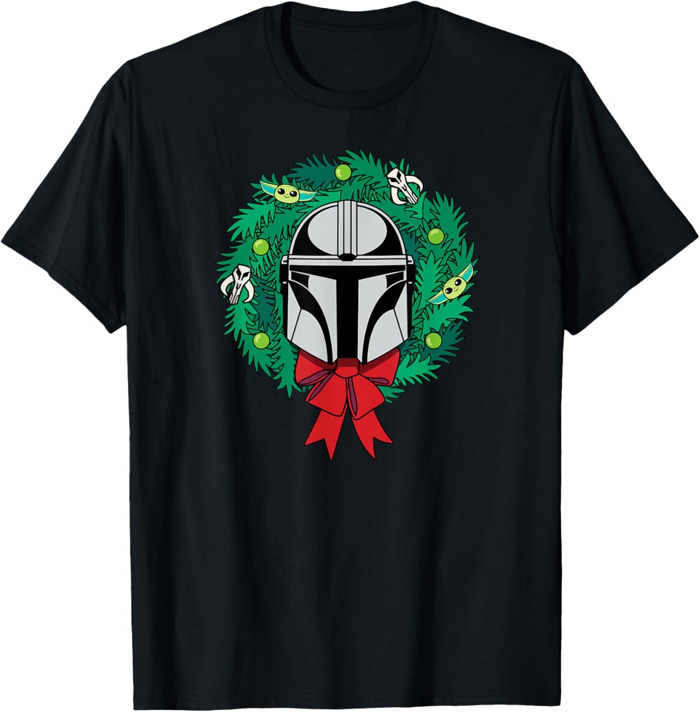 Amazon Essentials The Mandalorian Helmet Holiday Christmas Wreath T-Shirt