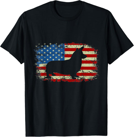 America Flag Best Corgi Dad Ever Father's Day Dog Lover T-Shirt for Men Women