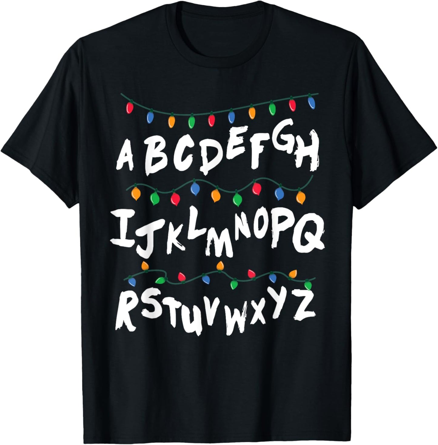Alphabet Christmas Lights T shirt Stranger Tee Gift T-Shirt