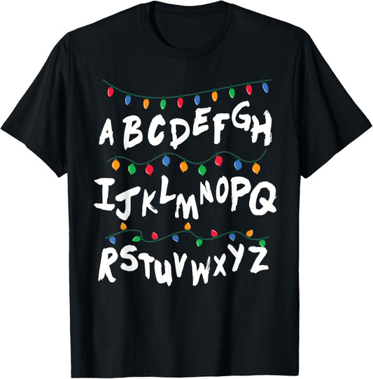 Alphabet Christmas Lights T shirt Stranger Tee Gift T-Shirt