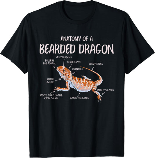 Anatomy Of A Bearded Dragon Pet Reptile Lizard Lovers Funny T-Shirt