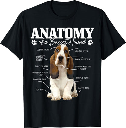 Anatomy Of A Basset Hound Funny Cute Dog Basset Mom Dad T-Shirt