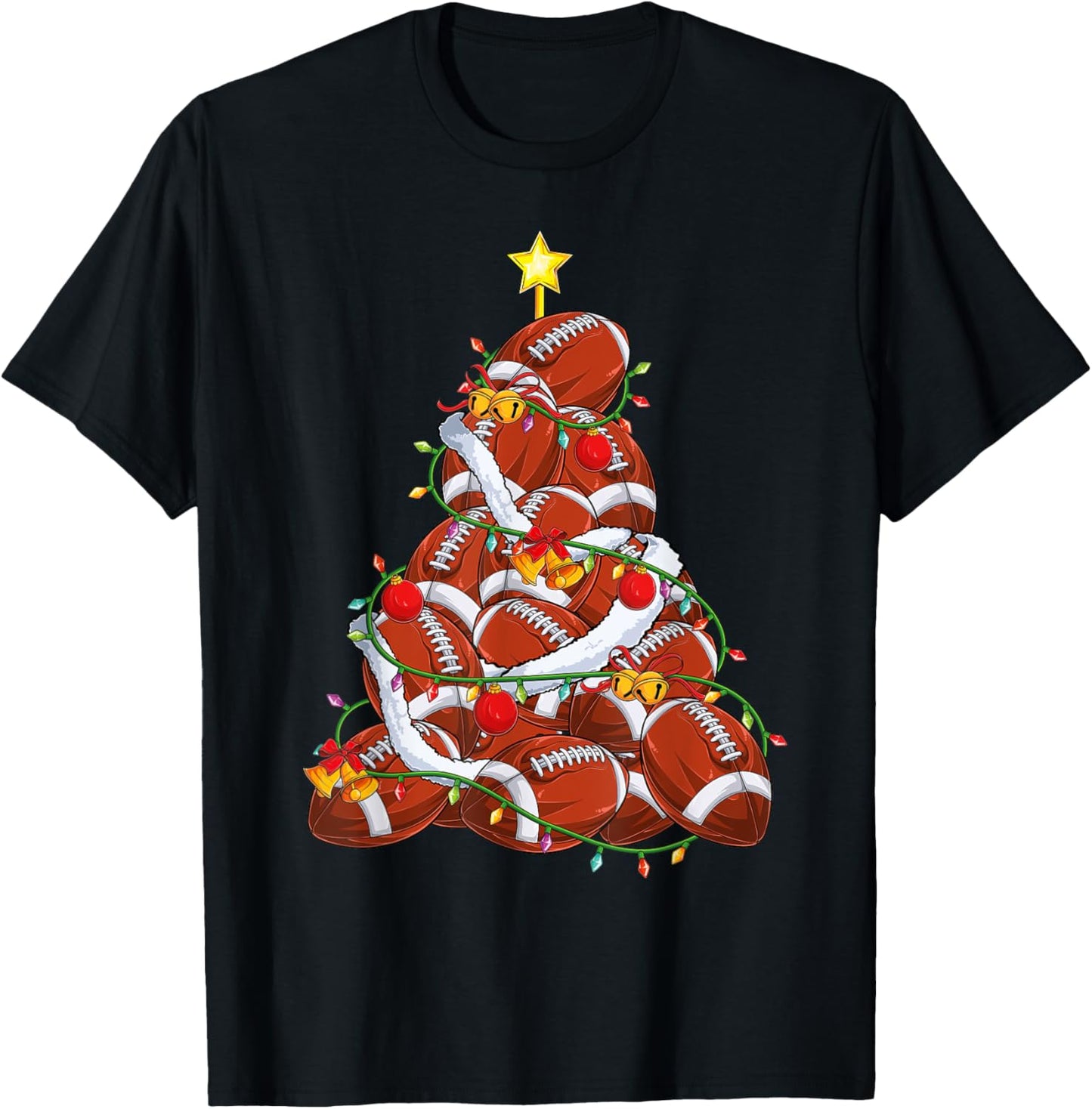 American Football Christmas Tree Xmas Pajamas player coach T-Shirt