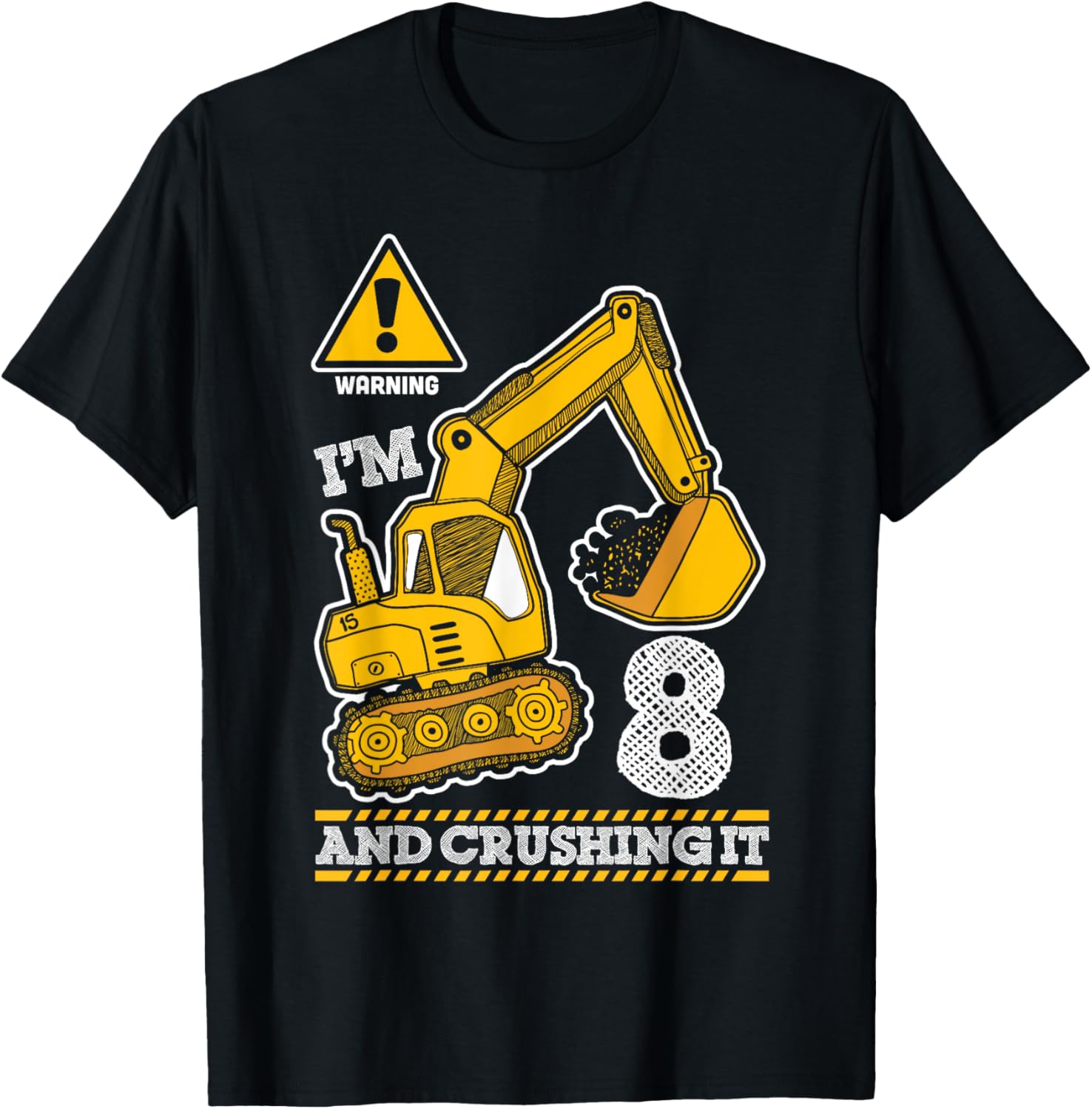 Construction Truck 8th Birthday 8 Years Old Digger Builder T-Shirt