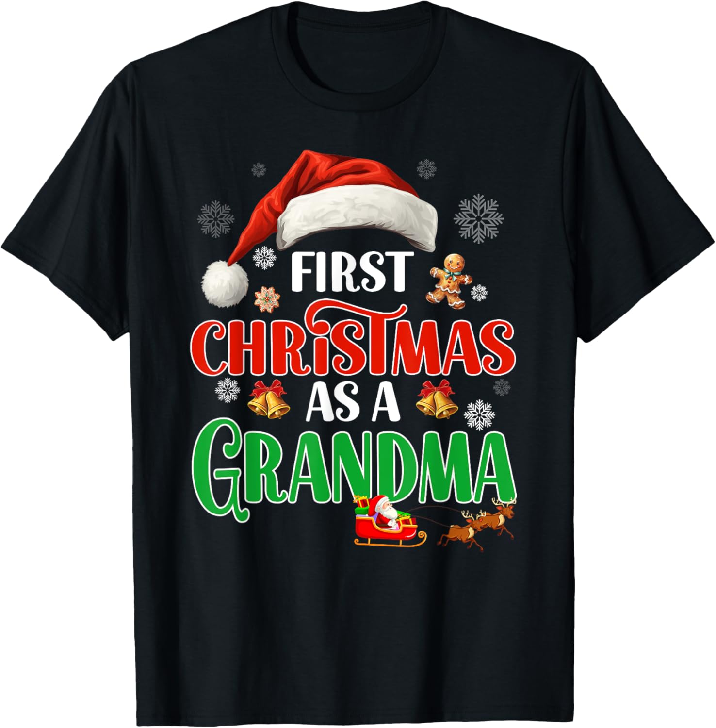 Announcement First Christmas As A Grandma Matching Family T-Shirt